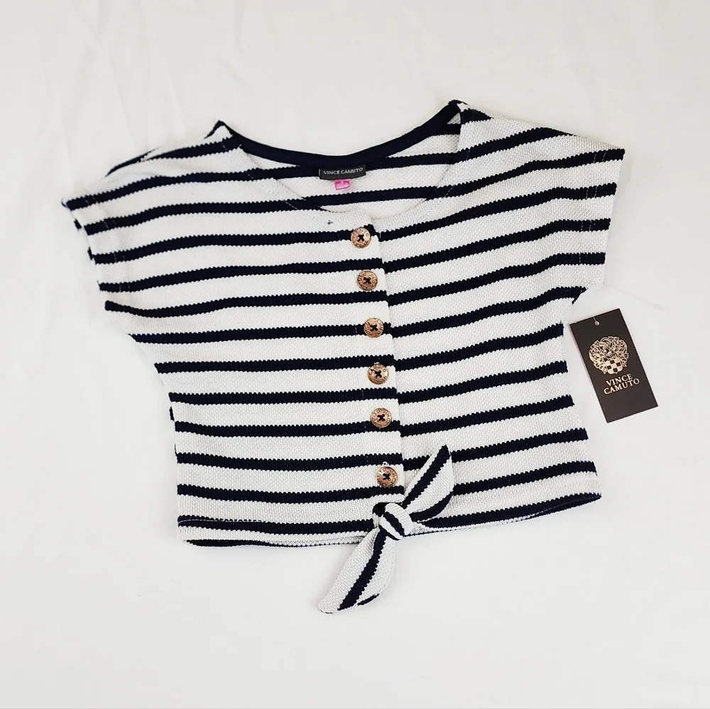Vince Camuto Navy and White Striped Knit Set